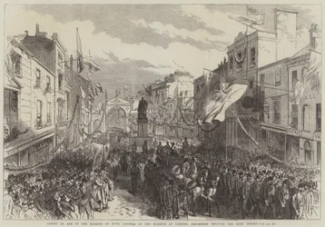 La maggiore età del Marchese di Bute, arrivo del Marchese a Cardiff, processione attraverso la High Street